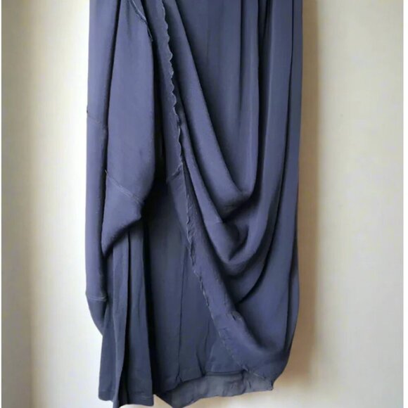Olsen Maxi Skirt Medium Blue Overlay Flowy Lightweight Cotton Viscose EU40 Zip - Picture 5 of 9